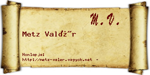 Metz Valér névjegykártya